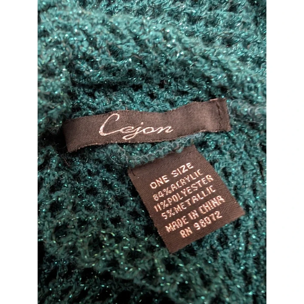 Cejon Infinity Scarf Teal‎ Metallic Loose Weave New Sparkle Festive